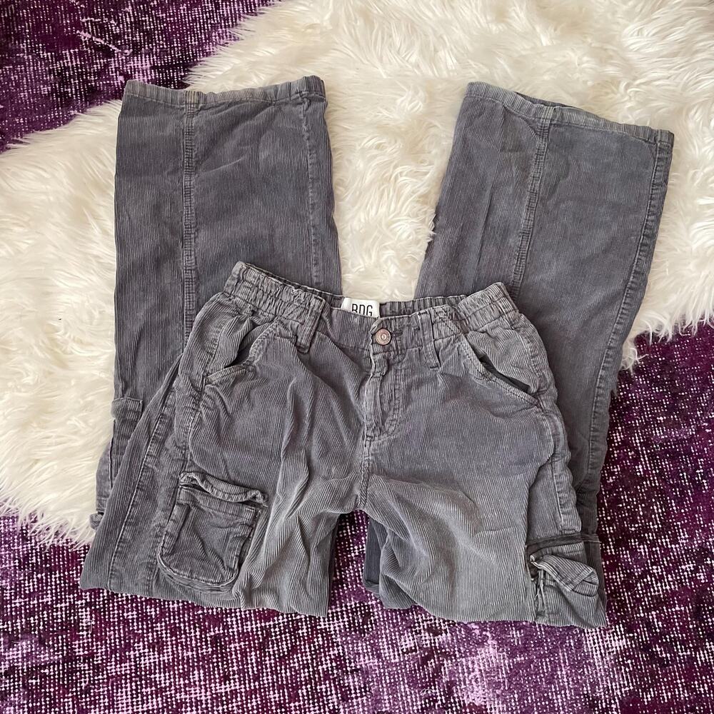 BDG gray corduroy cargo loose low rise baggy pants